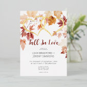 Modern Two Hearts Herfst in Love Wedding Folie Uitnodiging (Staand Voorkant)