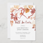 Modern Two Hearts Herfst in Love Wedding Kaart (Voorkant)
