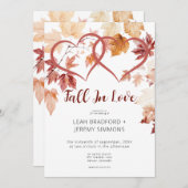 Modern Two Hearts Herfst in Love Wedding Kaart (Voorkant / Achterkant)