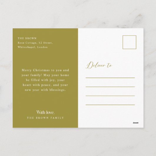 Modern Two Photo Family Christmas Holiday Postcard Feestdagenkaart (Achterkant)