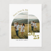 Modern Two Photo Family Christmas Holiday Postcard Feestdagenkaart (Voorkant)