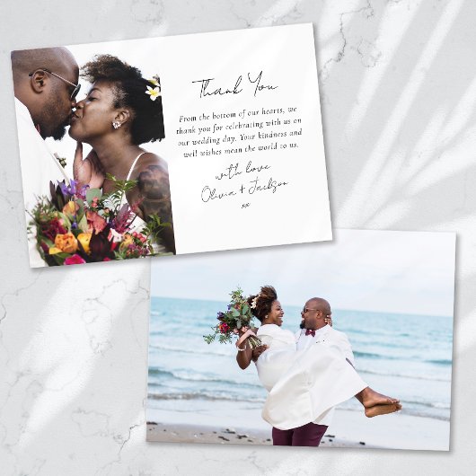 Modern Two Photo Wedding Bedankkaart