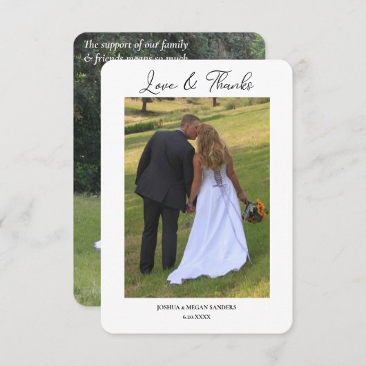 Modern Two Photo Wedding Love and Bedankt (Voorkant / Achterkant)