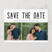 Modern Two Photo Wedding Save the Date Postcard Aankondigingskaart (Voorkant)