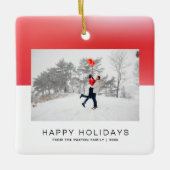 Modern Two-Tone Red Waterverf Photo Holiday Keramisch Ornament (Voorkant)