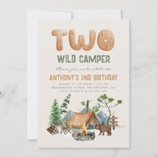 Modern Two Wild Camper Woodland 2de Kaart (Voorkant)