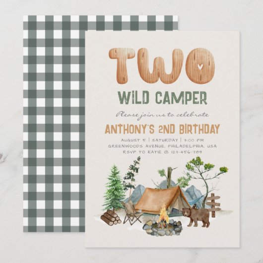 Modern Two Wild Camper Woodland 2de Kaart (Voorkant / Achterkant)