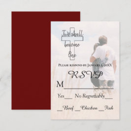 Modern Two wordt One Couple Photo Wedding RSVP Kaartje