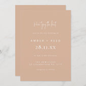 Modern Tying the Knot Wedding Blush Roze Script Kaart (Voorkant / Achterkant)