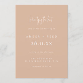 Modern Tying the Knot Wedding Blush Roze Script Kaart