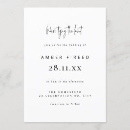 Modern Tying the Knot Wedding Plain Text Kaart