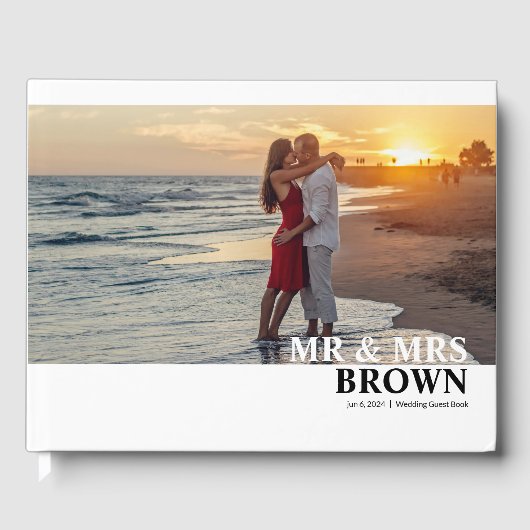 Modern Type Aangepaste Foto Bruiloft Gastenboek (Voorkant)