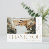 Modern Type Afstuderen Hartelijk dank Foto Gold Bedankkaart (Staand voorkant)