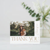 Modern Type Afstuderen Hartelijk dank Foto Gold Briefkaart (Staand voorkant)