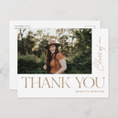 Modern Type Afstuderen Hartelijk dank Foto Gold Briefkaart (Voorkant / Achterkant)