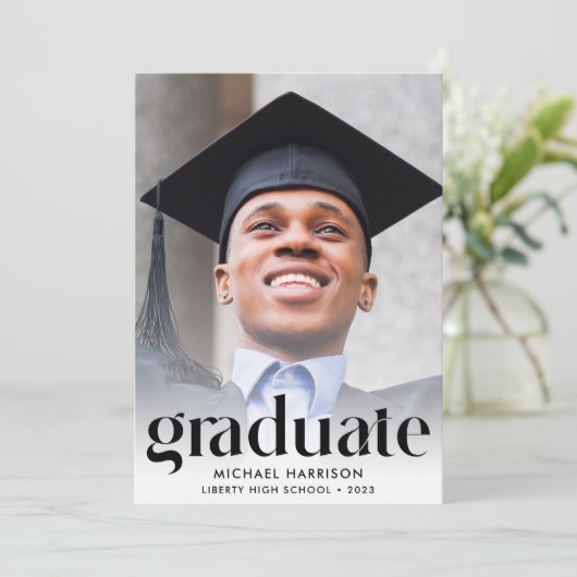 Modern Type Foto Afstuderen Aankondiging (Staand voorkant)