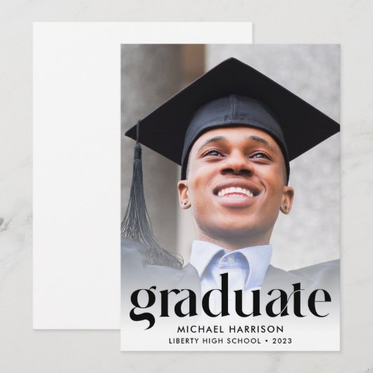 Modern Type Foto Afstuderen Aankondiging (Voorkant / Achterkant)