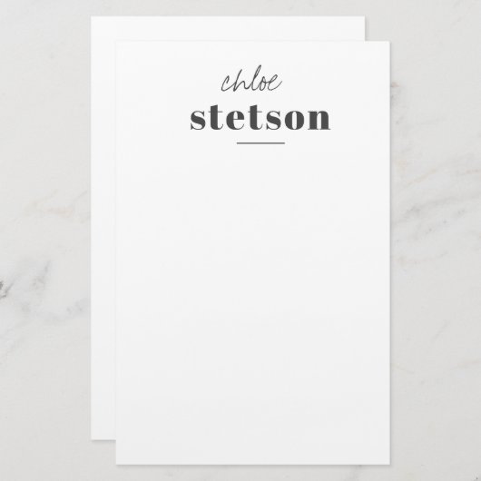 Modern type gepersonaliseerd briefpapier (Voorkant / Achterkant)