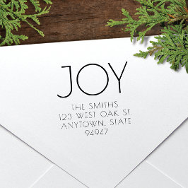 Modern Type JOY Holiday Return Address Stamp Rubberstempel