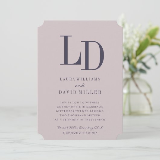 Modern type Monogram Weddenschap Kaart (Staand voorkant)