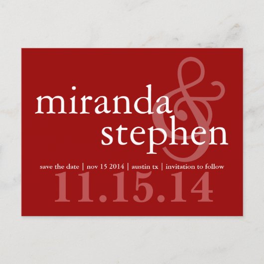 Modern Type Save the Date Bold Wedding Briefkaart (Voorkant)
