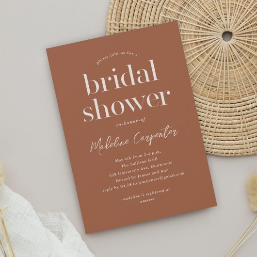 Modern Type Terracotta Boho Vrijgezellenfeest Kaart