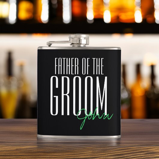 Modern type vader van de bruidegom gepersonaliseer heupfles