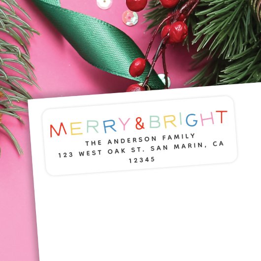 Modern Type Vakantie Vrolijk & Helder Terugkeeradr Etiket