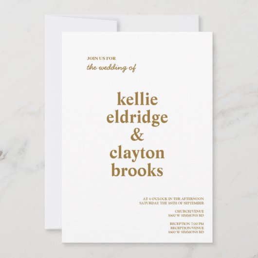 Modern Type Weddenschap Kaart (Voorkant)