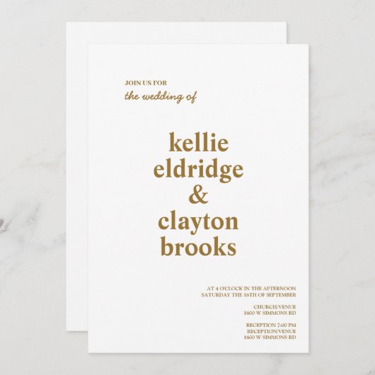 Modern Type Weddenschap Kaart (Voorkant / Achterkant)