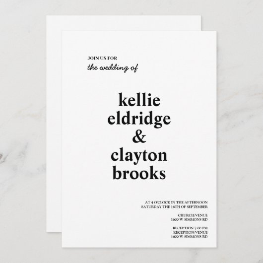 Modern Type Weddenschap Kaart (Voorkant / Achterkant)