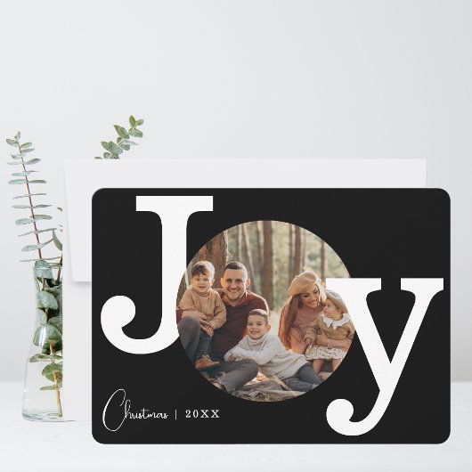 Modern  Typewriter Familie Kerstfoto Feestdagenkaart