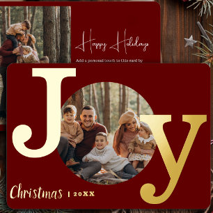 Modern  Typewriter Familie Kerstfoto Folie Feestdagenkaart