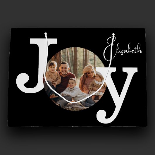 Modern  Typewriter Familie Kerstfoto Groot Cadeauzakje