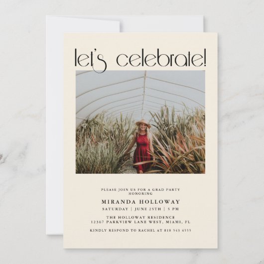 Modern Typografie 2 Foto Afstuderen Kaart (Achterkant)