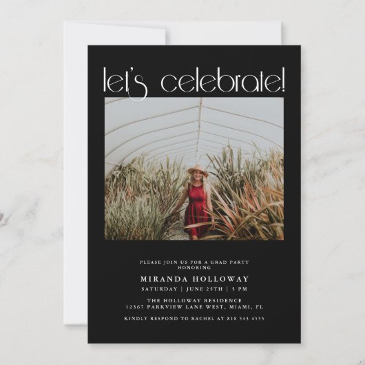 Modern Typografie 2 Foto Afstuderen Kaart (Achterkant)