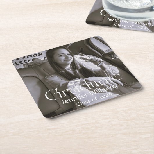 Modern Typografie afstuderen 2024 Foto Kartonnen Onderzetters (Schuin)