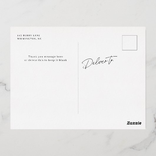 Modern Typografie Afstuderen Bedankt Foto Folie Folie Uitnodiging Briefkaart (Achterkant)