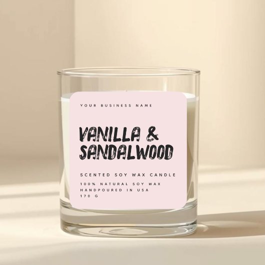 Modern typografie blos roze soja kaars label