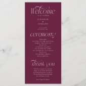 Modern Typografie Cranberry Huwelijksprogramma Programmakaart (Voorkant)
