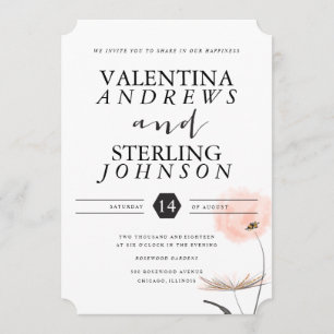Modern Typografie Dandelion Wedding Invitation Kaart