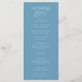 Modern Typografie Denim Blauwe Trouwprogramma Programmakaart (Achterkant)