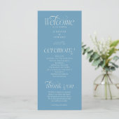 Modern Typografie Denim Blauwe Trouwprogramma Programmakaart (Staand voorkant)