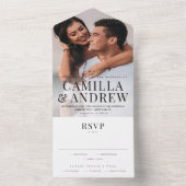 Modern Typografie Elegant Photo Wedding All In One Uitnodiging (Binnen)