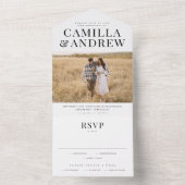 Modern Typografie Elegant Photo Wedding All In One Uitnodiging (Binnen)