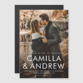 Modern Typografie Elegant Photo Wedding Magnetische Uitnodiging (Voorkant / Achterkant)