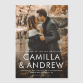 Modern Typografie Elegant Photo Wedding Magnetische Uitnodiging (Voorkant)