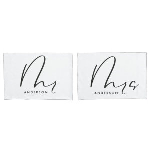 Modern typografie elegant script: mrs gift kussensloop