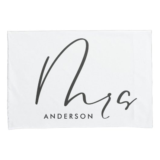 Modern typografie elegant script: mrs gift kussensloop (Voorkant-Rechts)