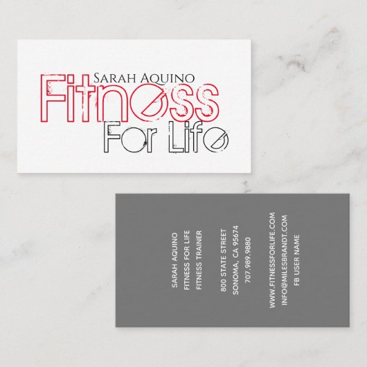 Modern Typografie Fitness Trainer Visitekaartje (Voorkant / Achterkant)